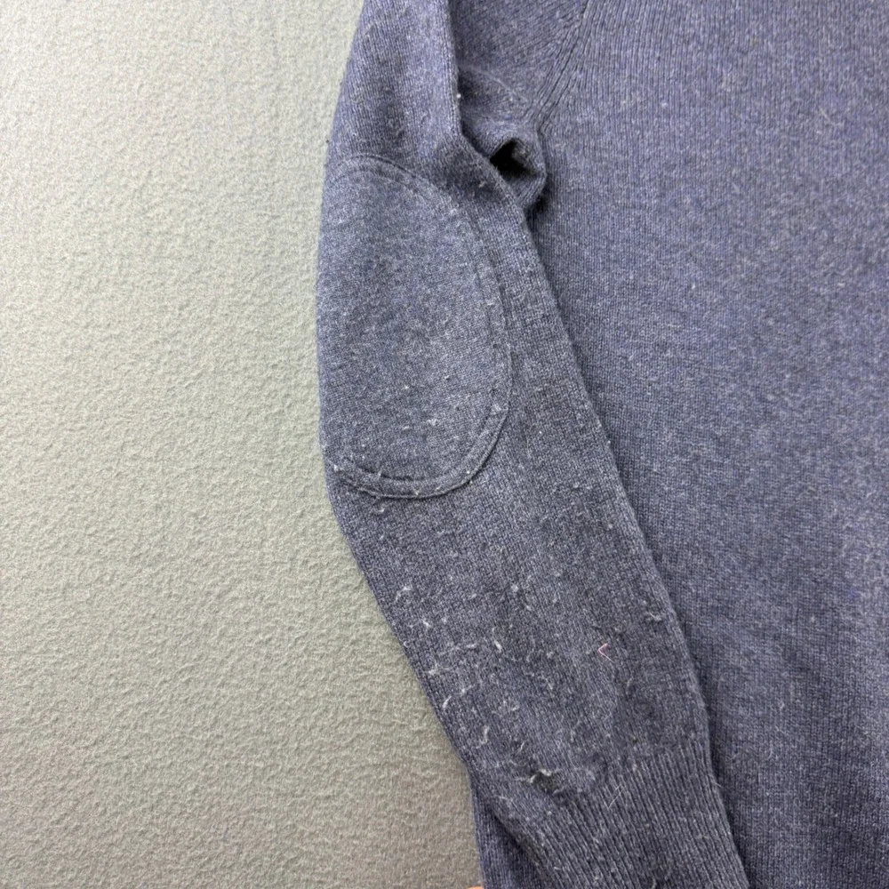 J. Crew Sweater Men's M Blue Merino Wool Alpaca Blend Slim Elbow Patch Crewneck